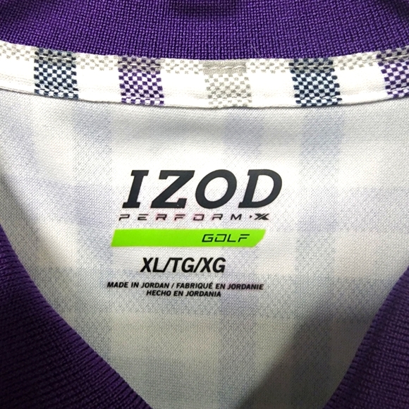 NWOT Izod Men's Perform X  Checked Polo Golf Shirt Size XL - Picture 5 of 5